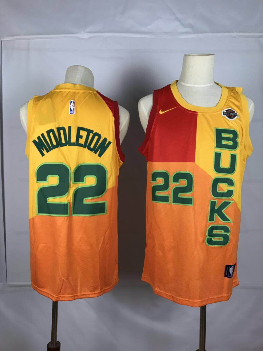 Men Milwaukee Bucks #22 Middleton yellow Nike NBA Jersey->golden state warriors->NBA Jersey